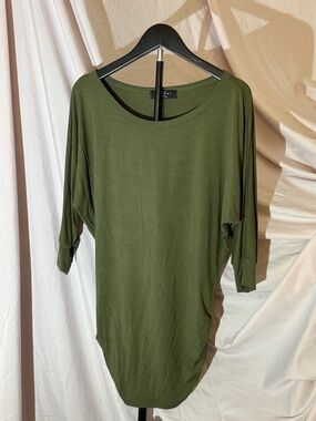 Relaxed Fit Olive Green Women's Jersey Top